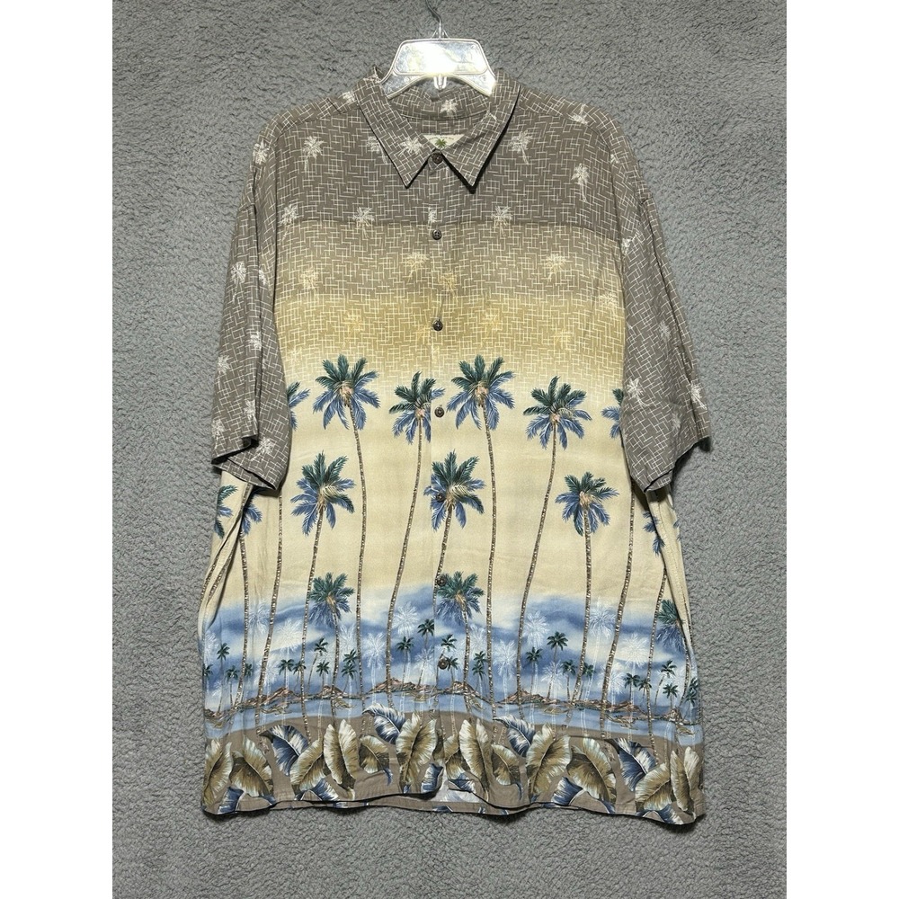Island‎ Shores Hawaiian Shirt Mens 2XL Palm Floral Aloha Tropical Vacation Rayon